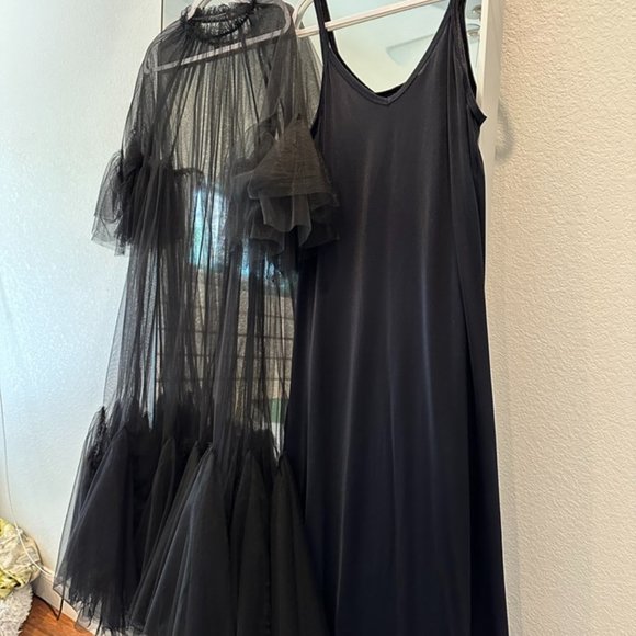 Anthropologie Dresses & Skirts - XL Black Anthropologie Tulle full length dress with slip dress included